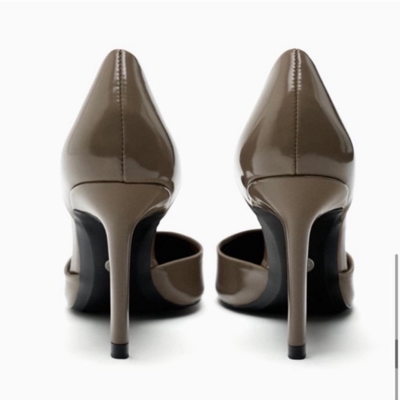 Zara Taupe Pointed Toe High Heel Court Shoes - Picture 5 of 10